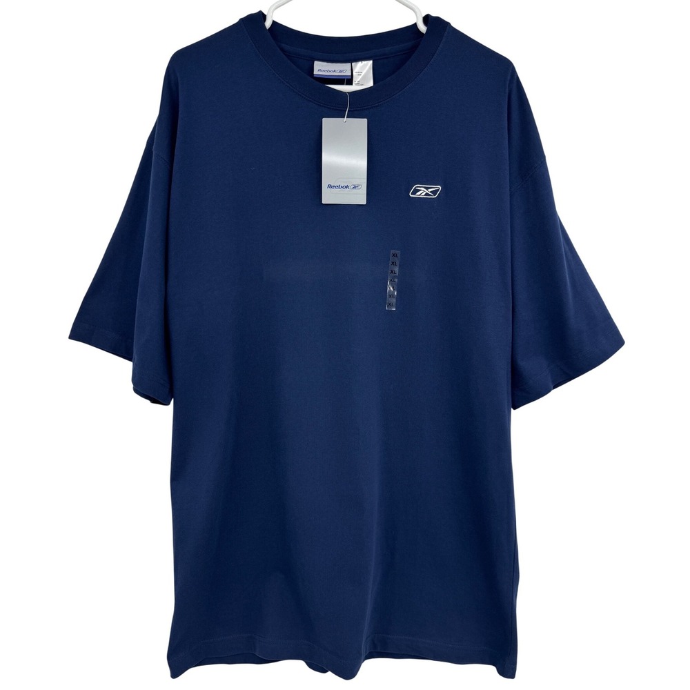 Vintage Reebok Mens Navy Blue‎ Short Sleeve Embroidered Logo XL SMXT100 NWT